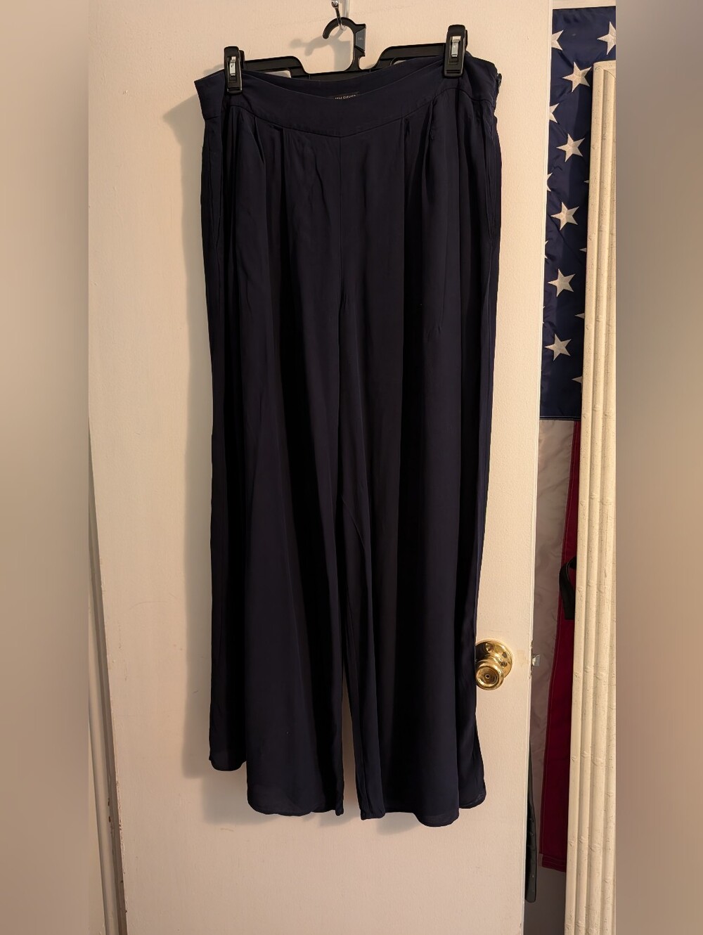 Eileen Fisher Navy Wide-Leg Flowing Pants